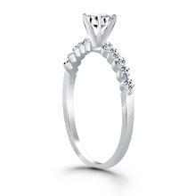 Load image into Gallery viewer, 14k White Gold Diamond Engagement Ring with Shared Prong Diamond Accents
