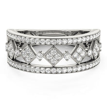 Load image into Gallery viewer, Diamond Studded Square Motif Ring in 14k White Gold (1/2 cttw)
