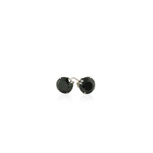 Load image into Gallery viewer, 14k White Gold Stud Earrings with Black 6mm Faceted Cubic Zirconia
