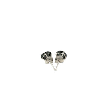 Load image into Gallery viewer, 14k White Gold Stud Earrings with Black 6mm Faceted Cubic Zirconia
