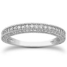 Load image into Gallery viewer, 14k White Gold Fancy Pave Diamond Milgrain Textured Wedding Ring Band
