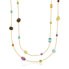 Load image into Gallery viewer, 14k Yellow Gold Double Layer Multi Gem Necklace
