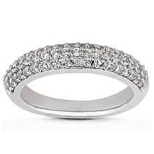 Load image into Gallery viewer, 14k White Gold Triple Multi-Row Micro- Pave Diamond Wedding Ring Band
