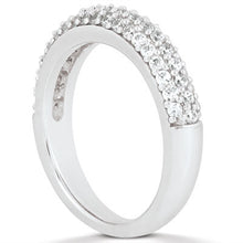 Load image into Gallery viewer, 14k White Gold Triple Multi-Row Micro- Pave Diamond Wedding Ring Band
