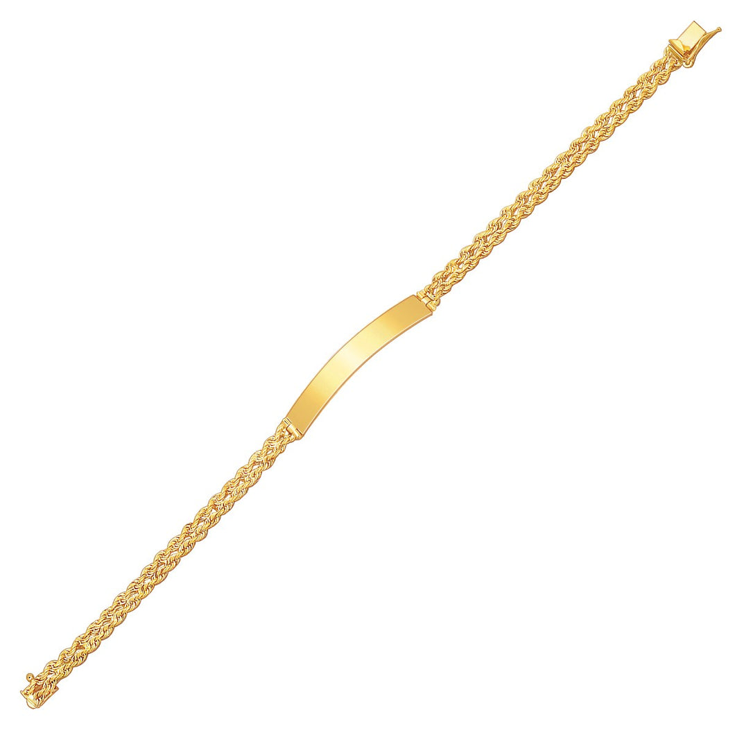 14k Yellow Gold ID Bracelet with Double Rope Chain