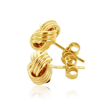 Load image into Gallery viewer, 14k Yellow Gold Love Knot with Ridge Texture Earrings
