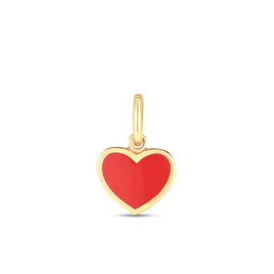 14k Yellow Gold Mini Red Enamel Heart Charm-0