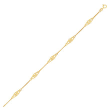 Load image into Gallery viewer, 14k Yellow Gold Anklet with Fancy Diamond Shape Filigree Stations
