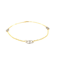 Load image into Gallery viewer, 14k Two Tone Gold Entwined Heart Stationed Anklet
