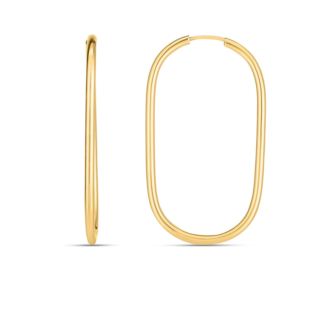 14k Yellow Gold Endless Large Paperclip Hoop Earrings-0