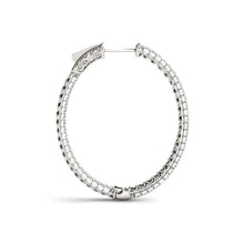 Load image into Gallery viewer, 14k White Gold Diamond Hoop Double Sided Three Row Earrings (2 cttw)
