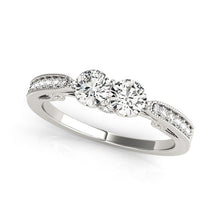 Load image into Gallery viewer, Two Stone Diamond Ring With Milgrain Design In 14k White Gold (3/4 cttw)
