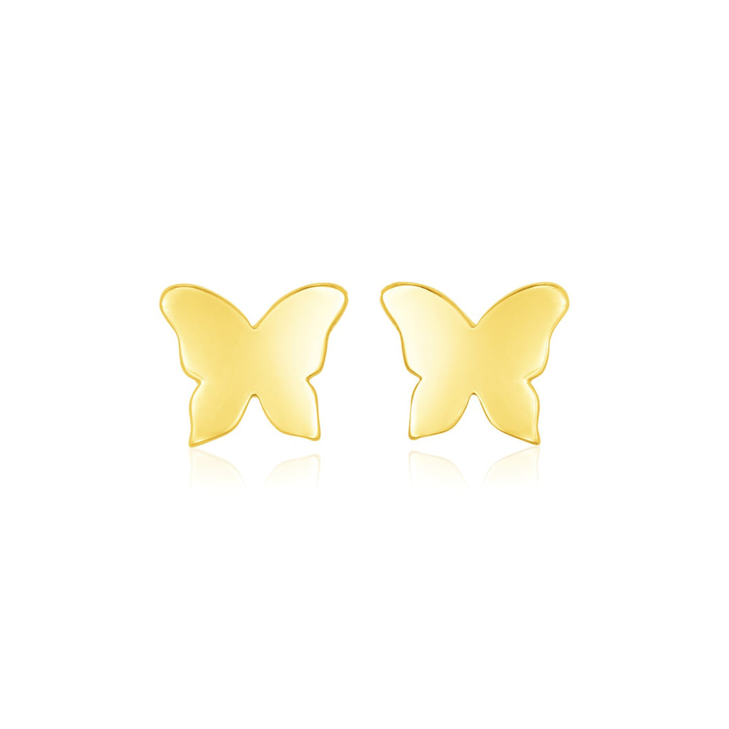 14k Yellow Gold Polished Butterfly Earrings