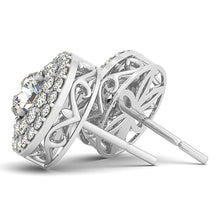 Load image into Gallery viewer, 14k White Gold Double Halo Round Diamond Earrings (1 1/4 cttw)
