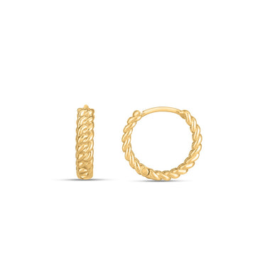 14k Yellow Gold Braided Huggie Hoops-0