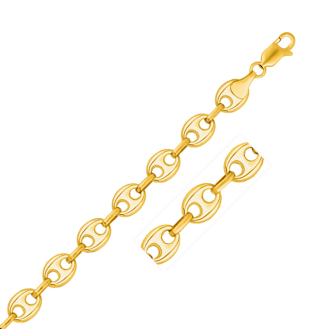 11.0mm 14k Yellow Gold Puffed Mariner Link Bracelet