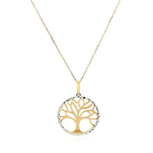 Load image into Gallery viewer, Two Layer Tree Pendant in 14k Two Tone Gold
