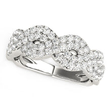 Load image into Gallery viewer, Diamond Studded Interlocking Waves Ring in 14k White Gold (5/8 cttw)
