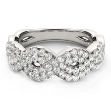 Load image into Gallery viewer, Diamond Studded Interlocking Waves Ring in 14k White Gold (5/8 cttw)
