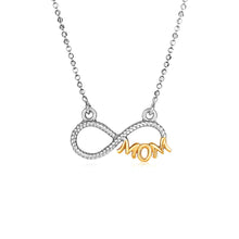 Load image into Gallery viewer, Sterling Silver Two Toned Mom Necklace with Cubic Zirconias
