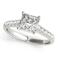 Load image into Gallery viewer, 14k White Gold Trellis Set Princess Cut Diamond Engagement Ring (1 1/4 cttw)
