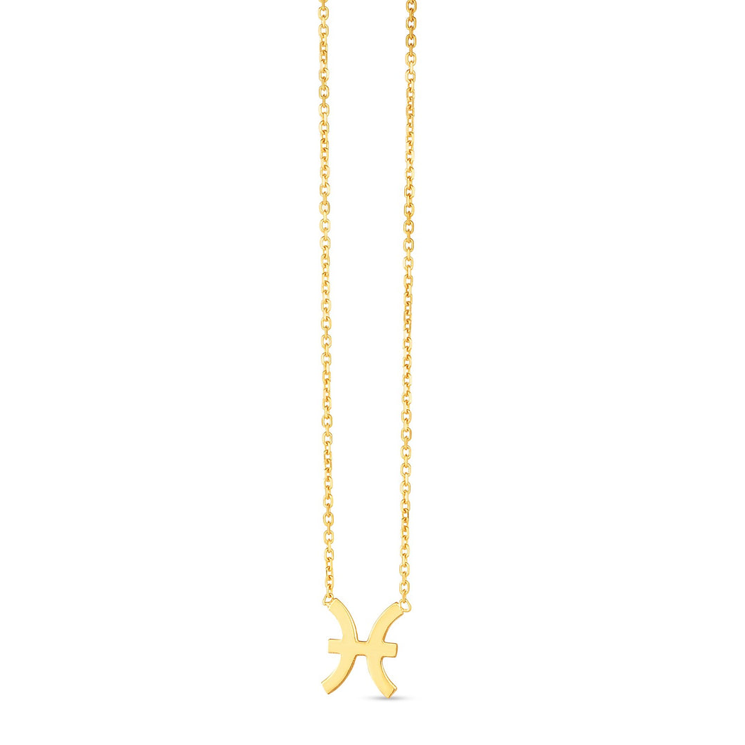 14K Yellow Gold Pisces Necklace-0