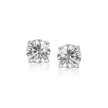 Load image into Gallery viewer, 14k White Gold Stud Earrings with White Hue Faceted Cubic Zirconia
