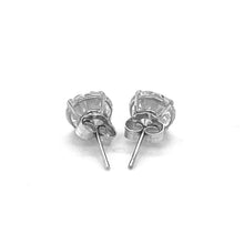 Load image into Gallery viewer, 14k White Gold Stud Earrings with White Hue Faceted Cubic Zirconia
