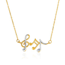 Load image into Gallery viewer, 14k Two-Toned Yellow and White Gold Musical Notes Necklace
