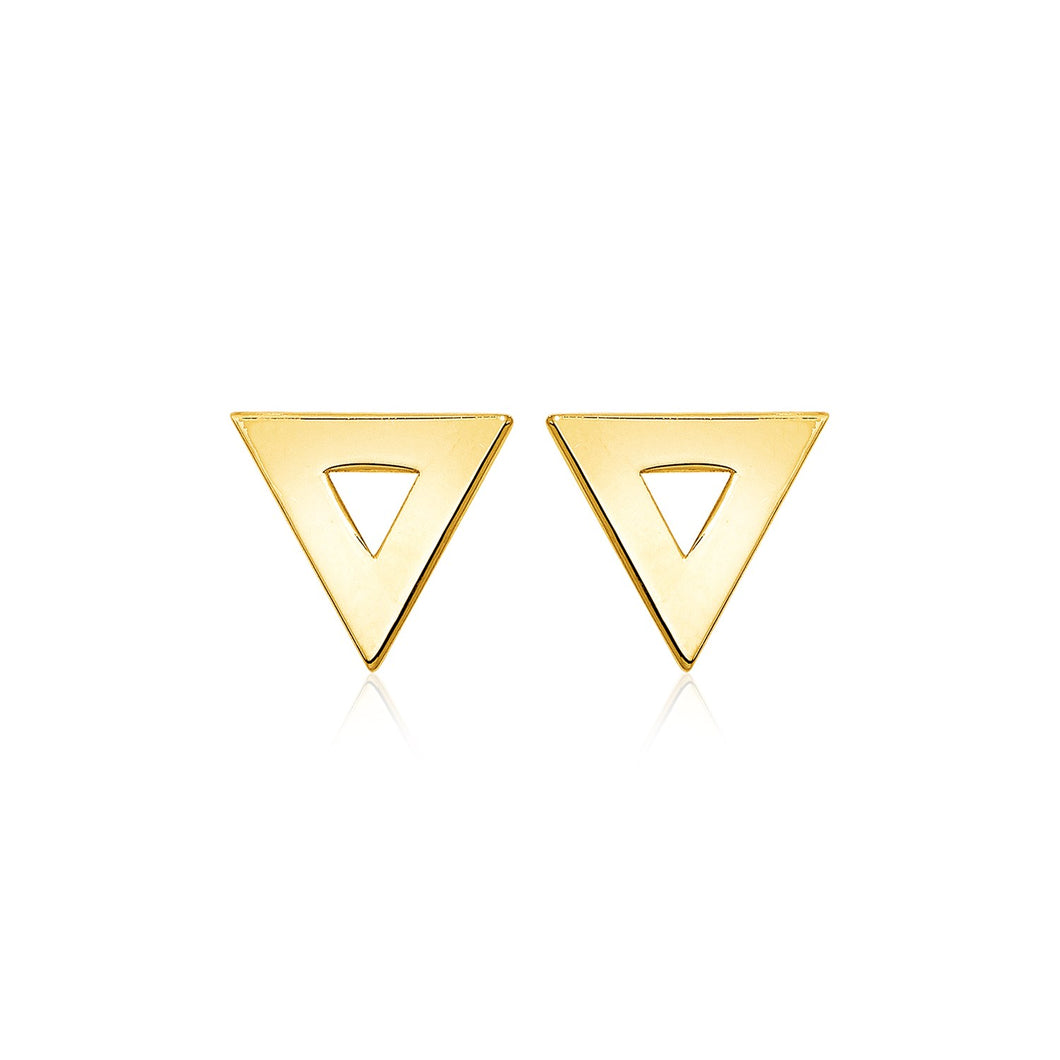 14k Yellow Gold Polished Open Triangle Post Earrings