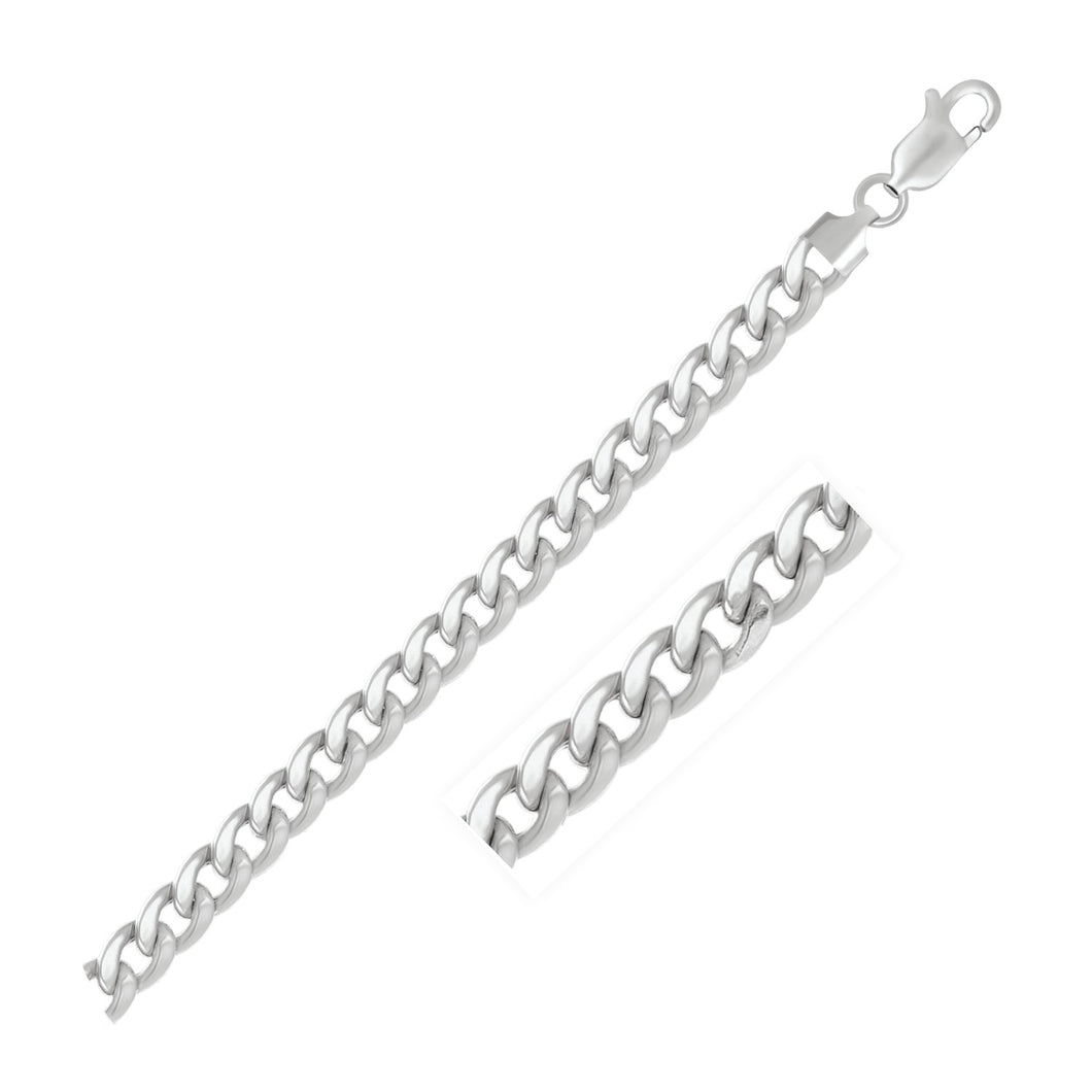 7.0mm 14K White Gold Miami Cuban Semi Solid Chain