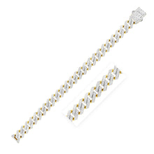 Load image into Gallery viewer, 14k Yellow Gold White Pave High Polish Modern Lite Edge Chain (11.5mm)
