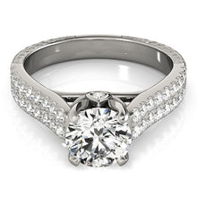 Load image into Gallery viewer, 14k White Gold Round Diamond Engagement Ring with Pave Band (2 cttw)
