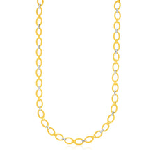 Load image into Gallery viewer, 14k Two-Tone Gold Multi-Textured Oval Link Fancy Necklace
