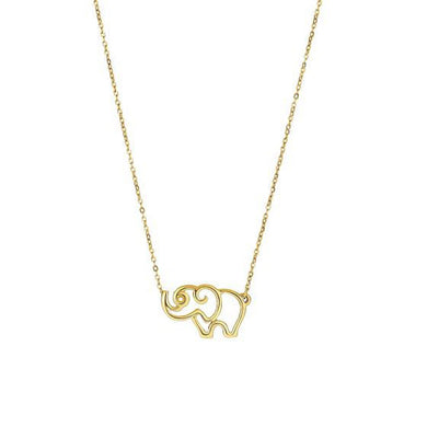 14k Yellow Gold Elephant Necklace-0