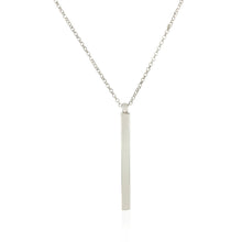 Load image into Gallery viewer, Sterling Silver 24 inch Necklace with Long Polished Bar Pendant
