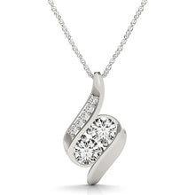 Load image into Gallery viewer, 14k White Gold Two Stone Curved Style Diamond Pendant (3/4 cttw)
