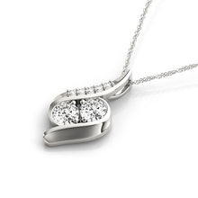 Load image into Gallery viewer, 14k White Gold Two Stone Curved Style Diamond Pendant (3/4 cttw)
