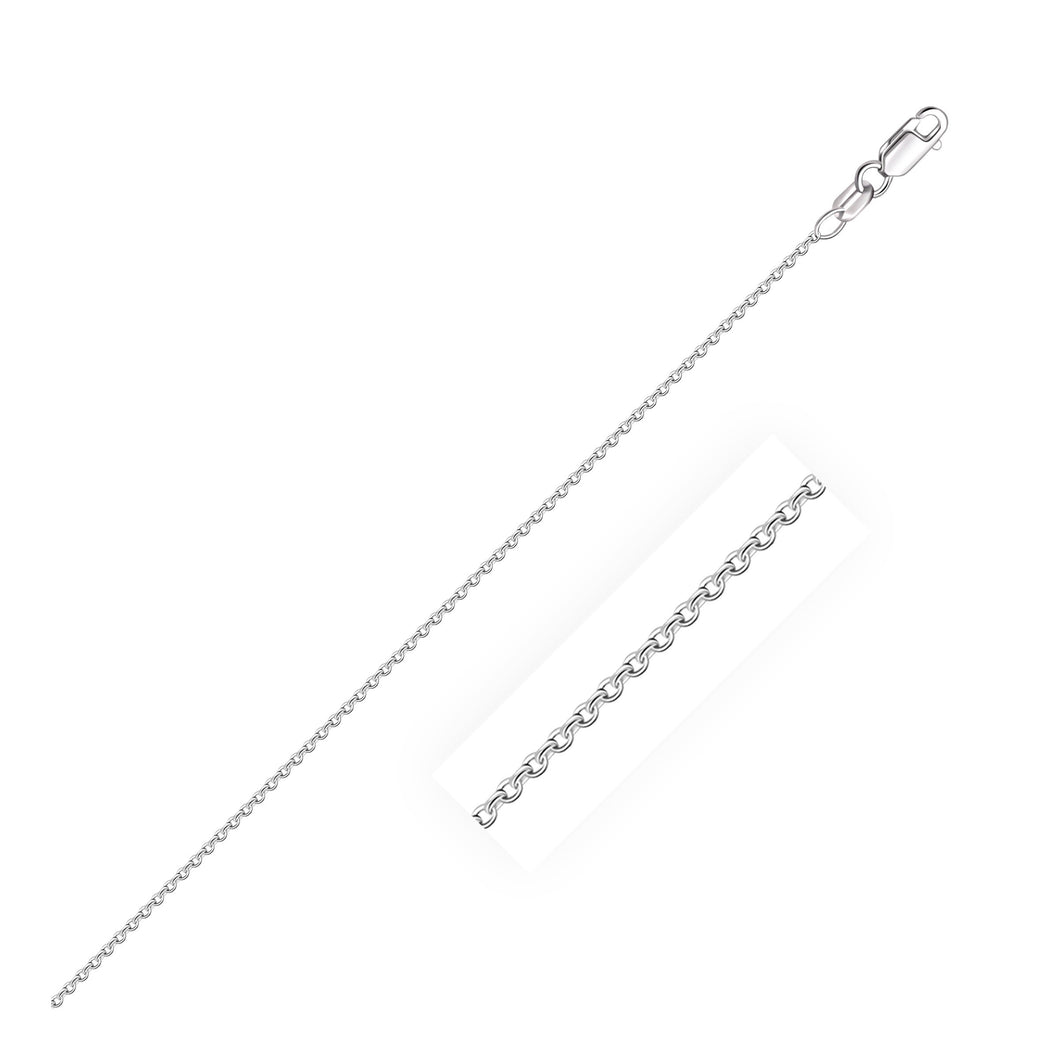 18k White Gold Round Cable Link Chain 0.97mm-0