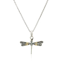 Load image into Gallery viewer, 18k Yellow Gold and Sterling Silver Pendant in a Dragonfly Design
