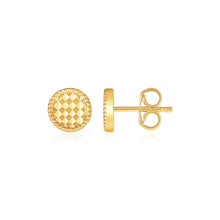 Load image into Gallery viewer, 14k Yellow Gold Textured Circle Post Earrings
