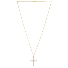 Load image into Gallery viewer, 14k Yellow Gold Pearl Cross Pendant-1
