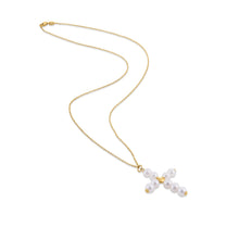 Load image into Gallery viewer, 14k Yellow Gold Pearl Cross Pendant-2
