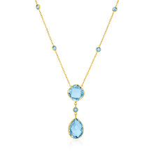 Load image into Gallery viewer, 14k Yellow Gold Necklace with Pear-Shaped and Cushion Blue Topaz Briolettes
