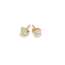 Load image into Gallery viewer, 14k Yellow Gold Stud Earrings with White Hue Faceted Cubic Zirconia
