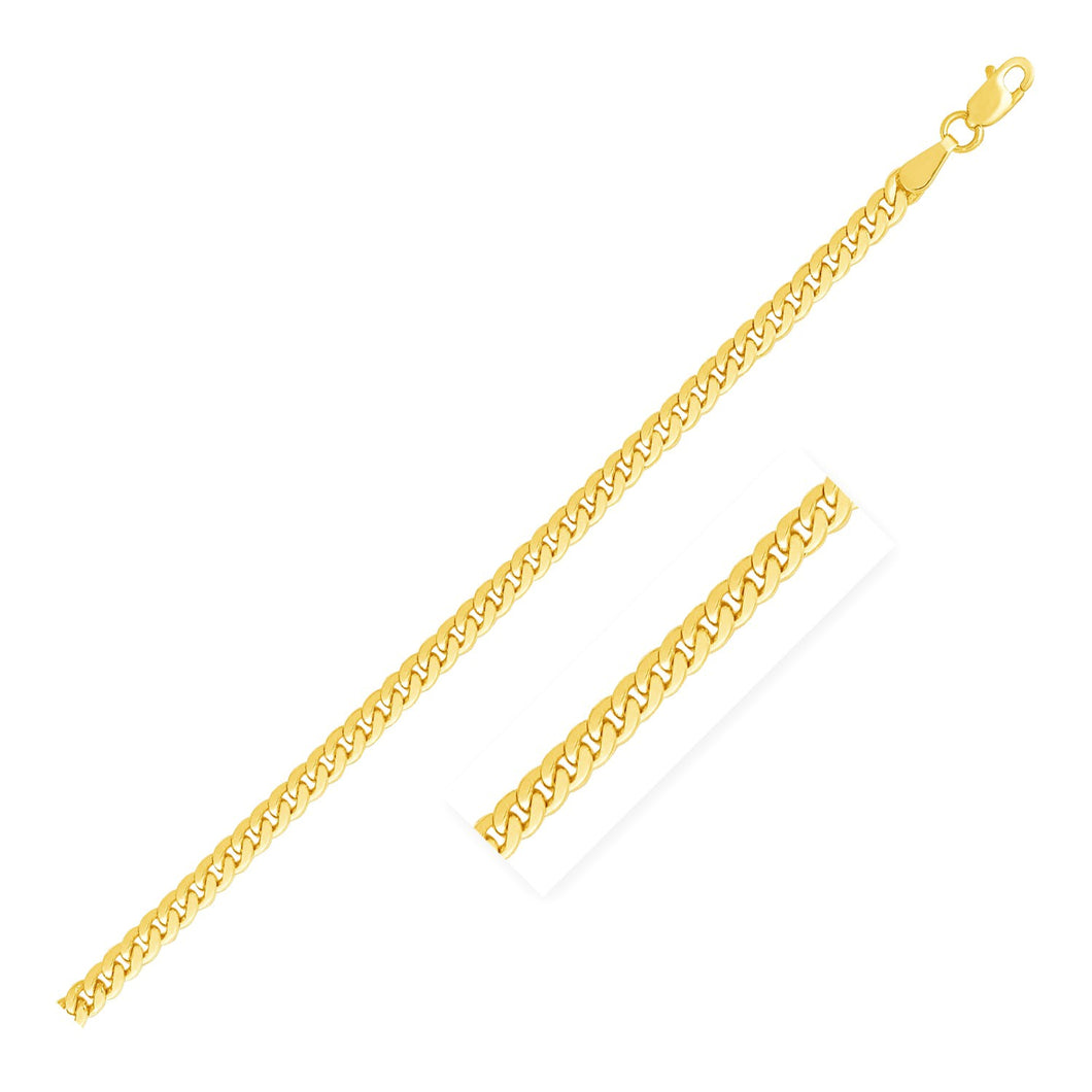 2.6mm 14k Yellow Gold Classic Solid Miami Cuban Chain