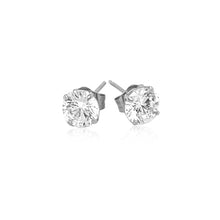 Load image into Gallery viewer, 14k White Gold Stud Earrings with White Hue Faceted Cubic Zirconia
