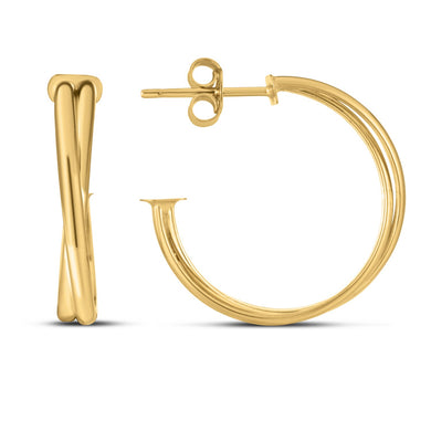 14k Yellow Gold Large Crossover Hoops-0