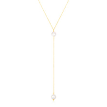 Load image into Gallery viewer, 14k Yellow Gold Lariat Necklace with Pearls
