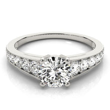 Load image into Gallery viewer, 14k White Gold Antique Tapered Shank Diamond Engagement Ring (1 3/8 cttw)
